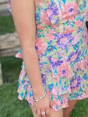 Selfie Leslie | Dresses | Selfie Leslie Leona Half Sleeve Frill Trim Dress  Leaf Embroidered White | Poshmark